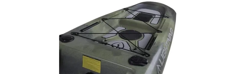 Slide: The Image of 2023 Lightning Kayaks Strike HD, green kayak with bungee storage system. - 7