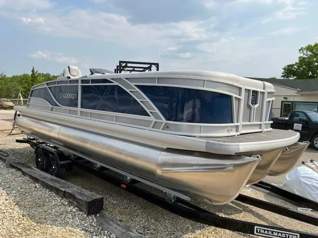 Slide: The Image of 2023 Godfrey Monaco 235C Back Porch pontoon boat on a trailer. - 4