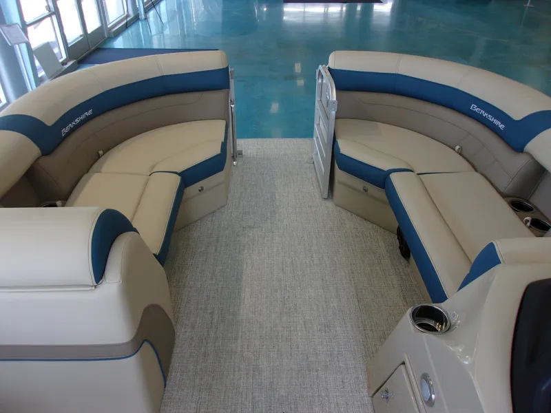 Slide: The Image of Interior of 2023 Berkshire CTS Series 24RFX CTS with blue and beige seating. - 41