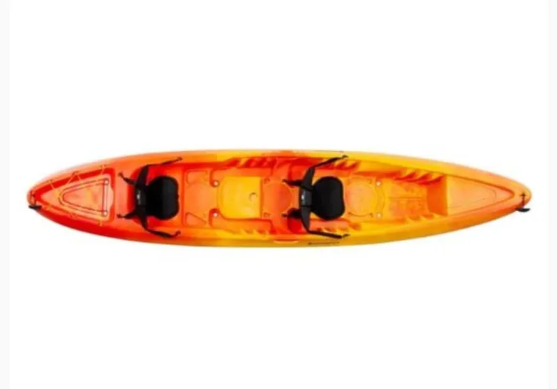 Slide: The Image of 2023 Perception Kayaks Rambler 13.5 tandem kayak, orange and yellow. - 9