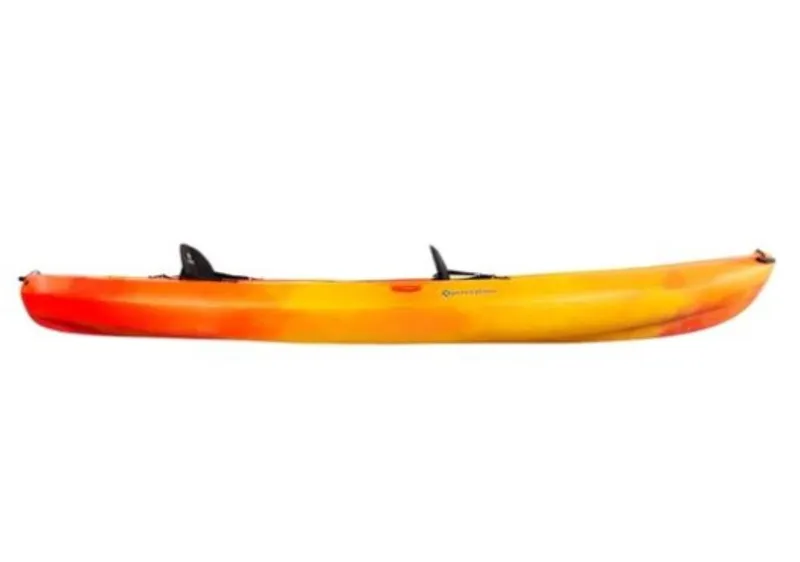 Slide: The Image of 2023 Perception Kayaks Rambler 13.5 in vibrant orange and yellow gradient. - 2
