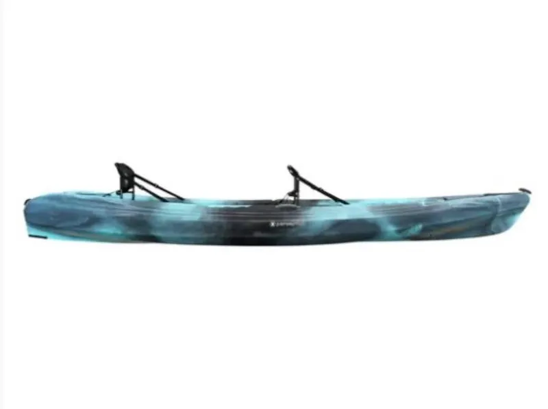 Slide: The Image of 2023 Perception Kayaks Tribe 13.5 in blue, side view. - 11