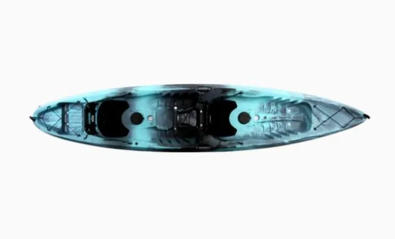 Slide: The Image of 2023 Perception Kayaks Tribe 13.5 tandem kayak, top view. - 2