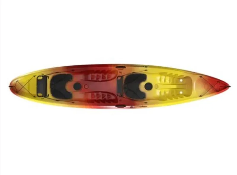 Slide: The Image of 2023 Perception Kayaks Tribe 13.5 tandem kayak, red and yellow gradient. - 6