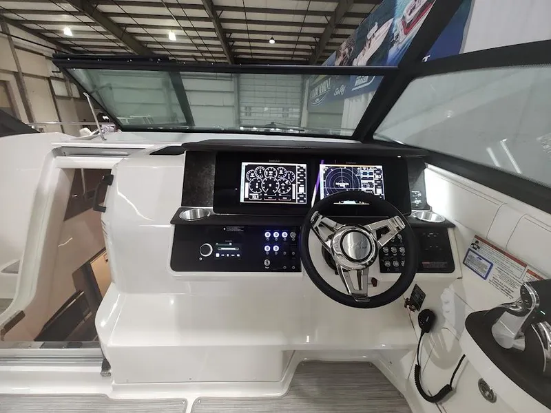 Slide: The Image of Interior view of Sea Ray Sundancer 320 cockpit, 2020 model. - 15