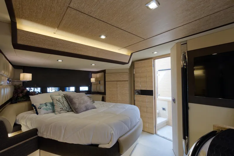 Slide: The Image of Luxurious bedroom interior of 2015 Azimut 64 Flybridge yacht with modern design. - 31