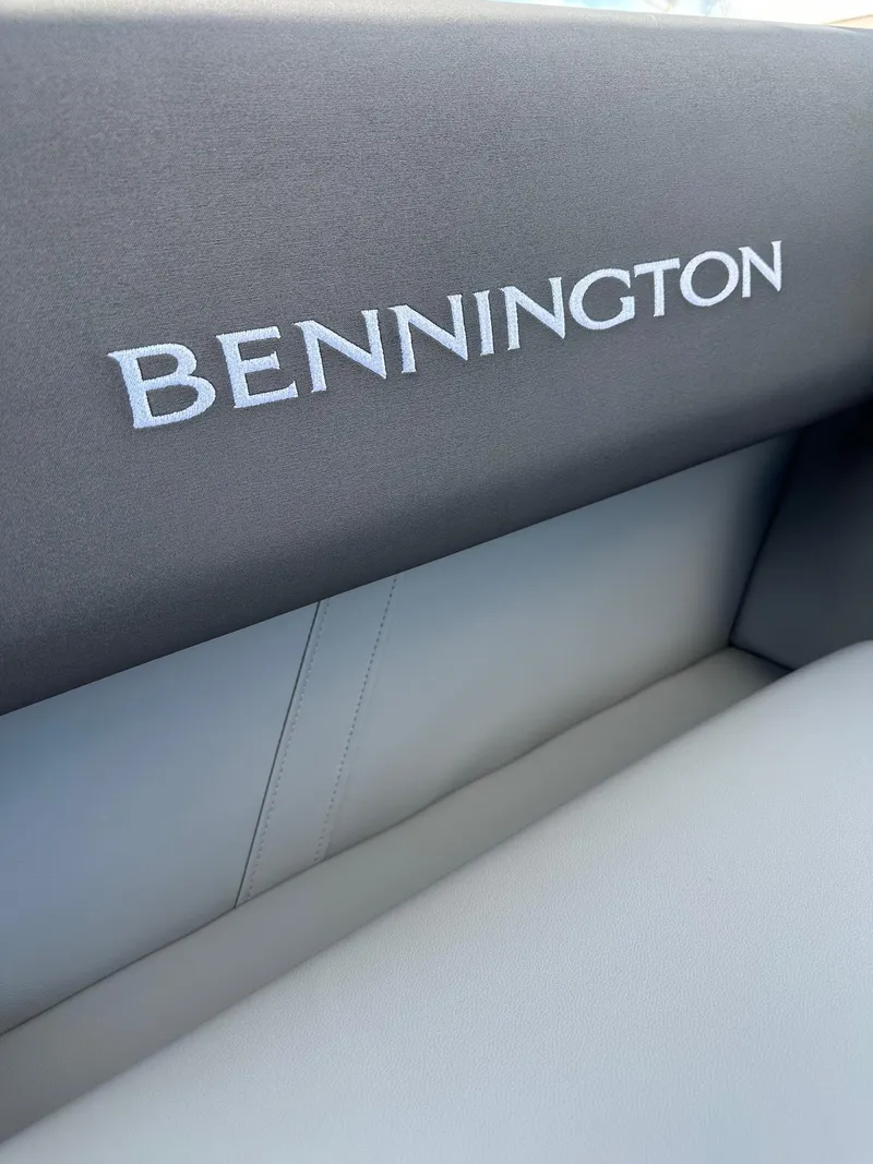 Slide: The Image of 2025 Bennington 22 SF Family Pontoon seat with logo detail. - 19