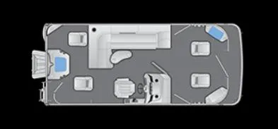 Slide: The Image of 2025 Bennington 22 SF Family Pontoon, top view, featuring four fishing seats. - 46
