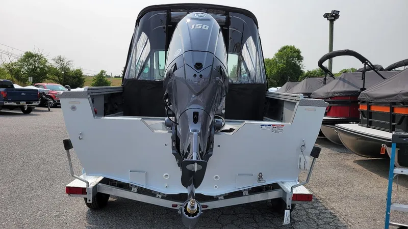 Slide: The Image of 2026 Smoker Craft Phantom 18 X2 boat with Yamaha 150 hp engine, rear view. - 5