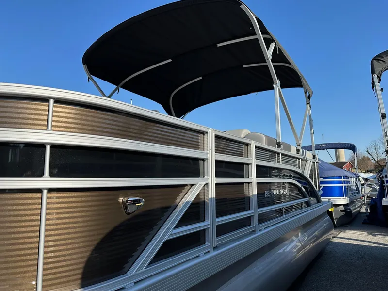 Slide: The Image of 2025 Bennington 188 SS Family Fish Pontoon with canopy, in stock, side view. - 36