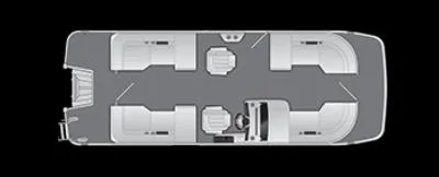 Slide: The Image of 2025 Bennington 22 MFB Tritoon layout, featuring quad bench seating and fast back design. - 46