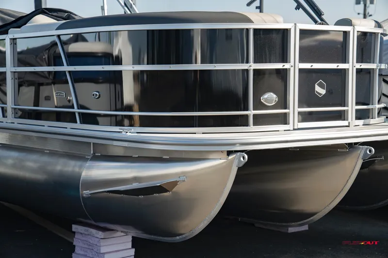 Slide: The Image of 2023 South Bay 224RSLE275 pontoon boat, close-up of the front section. - 28