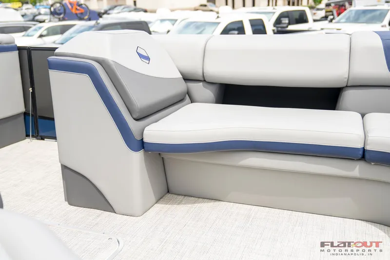 Slide: The Image of 2023 South Bay 525 3.0 Entertain 200HP pontoon boat interior seating. - 7