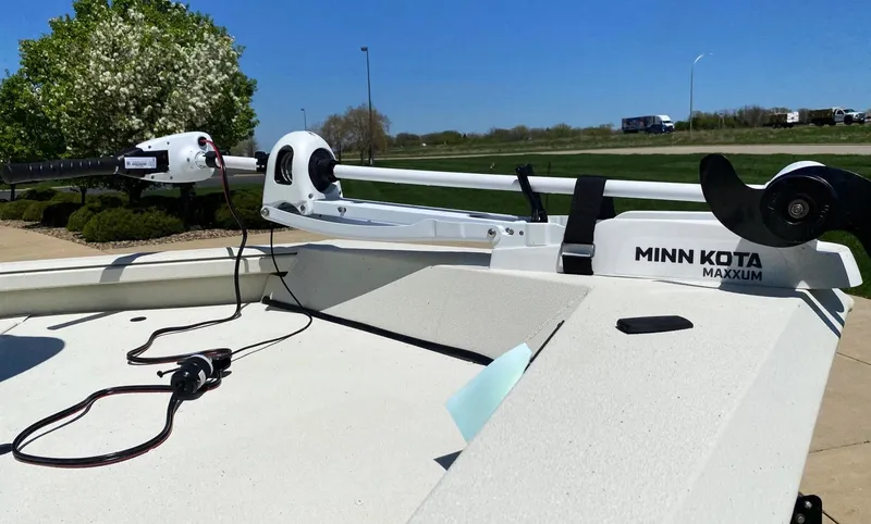 Slide: The Image of 2023 Ranger RB190 boat with Minn Kota Maxxum trolling motor on deck. - 11