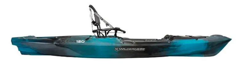 Slide: The Image of 2023 Wilderness Systems Recon 120 kayak in blue and black. - 4
