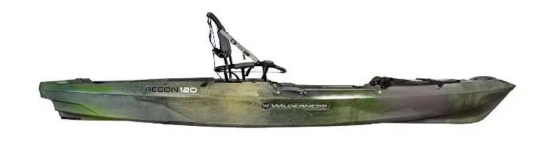 Slide: The Image of 2023 Wilderness Systems Recon 120 kayak, side view, green and black. - 6