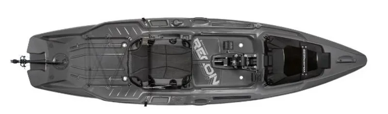 Slide: The Image of 2023 Wilderness Systems Recon 120 HD kayak, top view, gray color. - 3