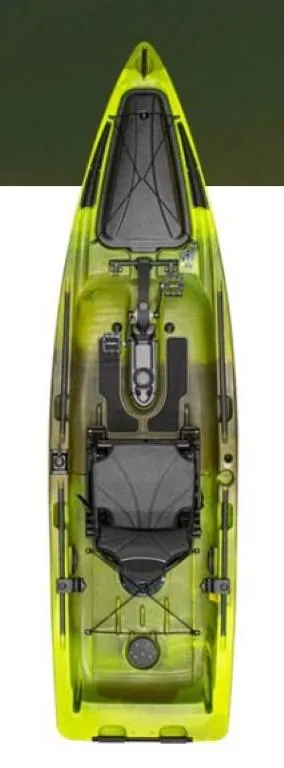 Slide: The Image of 2023 Native Watercraft Titan Propel 12 kayak, top view, green and black. - 8