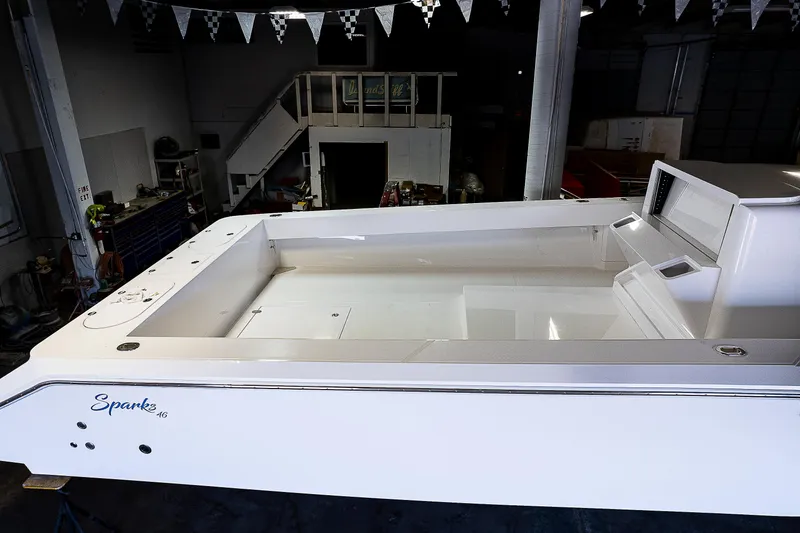 Slide: The Image of 2023 Sparks 46 boat interior in a workshop setting - 87