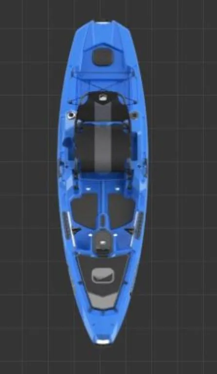 Slide: The Image of 2023 Bonafide RS117 blue kayak, top view. - 11