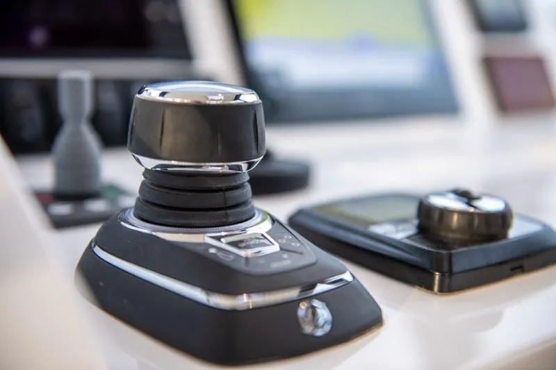 Slide: The Image of Modern control joystick on MJM 3, 2025 model boat. - 11