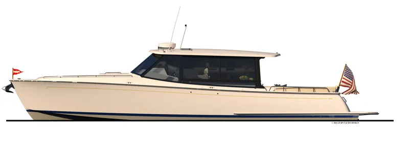 Slide: The Image of 2025 MJM 3 luxury motor yacht side view with flags. - 16