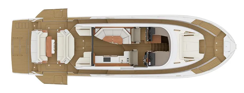 Slide: The Image of Top view of 2025 Tiara Yachts EX60 layout, showcasing interior and deck design. - 37