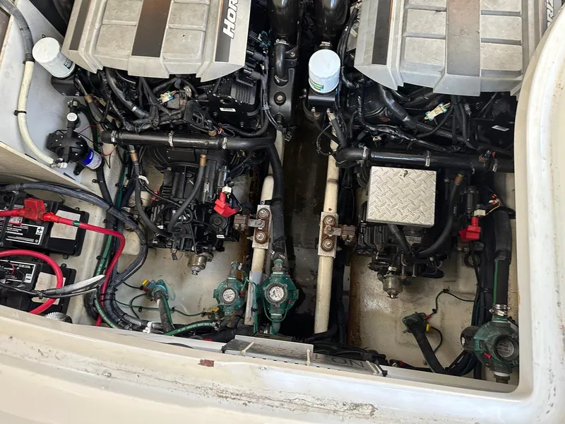 Slide: The Image of Engine compartment of a 2008 Sea Ray 330 Sundancer boat. - 32