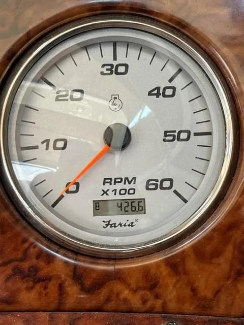 Slide: The Image of Close-up of 2005 Rinker Fiesta Vee 320 RPM gauge showing 426.6 hours. - 15