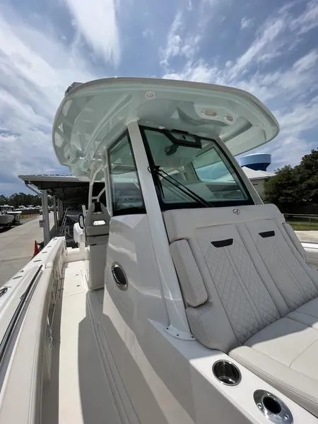 Slide: The Image of 2024 Sailfish 360 CC boat with sleek design and modern features. - 33