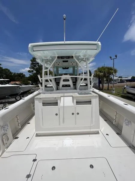 Slide: The Image of 2024 Sailfish 360 CC center console boat with spacious deck and modern amenities. - 46