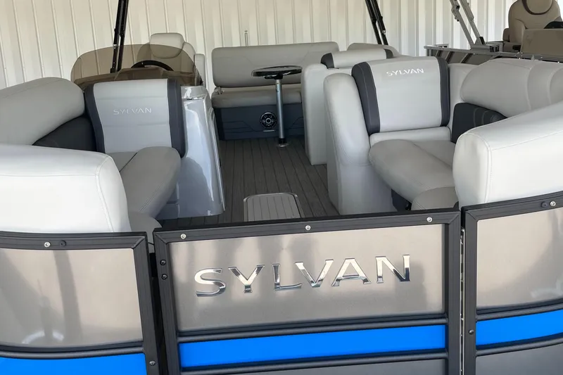 Slide: The Image of 2023 Sylvan Mirage X X5 CLZ pontoon boat interior with luxurious seating. - 3