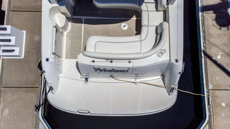 Slide: The Image of 2005 Sea Ray 390 Sundancer boat, aerial view of seating area and deck. - 48