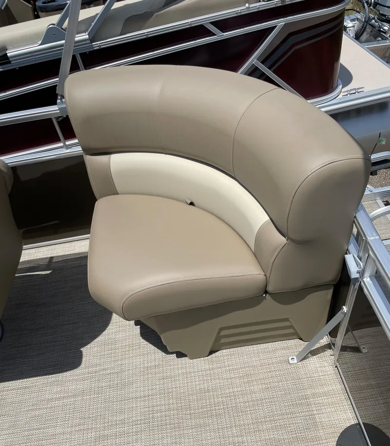 Slide: The Image of 2023 SunChaser Vista 18 LR boat seat, beige and cream upholstery. - 9