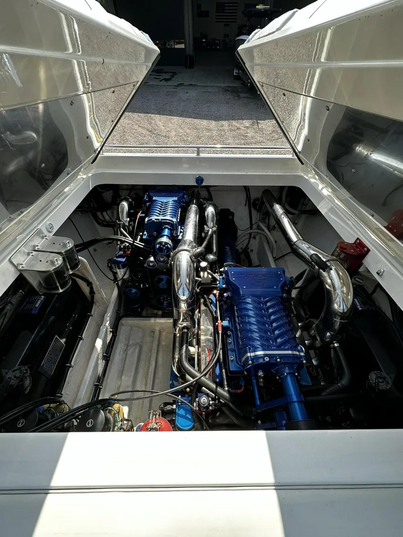 Slide: The Image of Engine compartment of a 2002 Fountain 42 Lightning boat. - 8