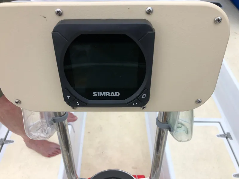Slide: The Image of Simrad device on 1984 Morgan 454 boat dashboard. - 22