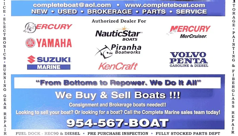 Slide: The Image of Boat dealership advertisement featuring brands like Mercury, Yamaha, Suzuki, and Volvo Penta. - 35