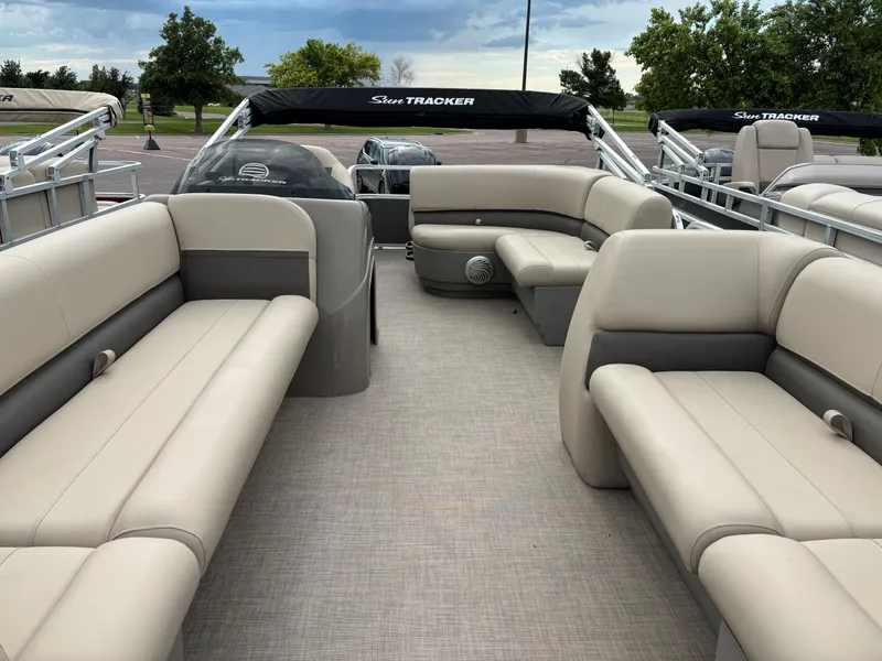 Slide: The Image of 2023 Sun Tracker Party Barge 18 DLX pontoon boat with spacious seating. - 5