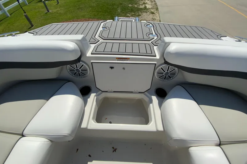 Slide: The Image of 2024 Starcraft SVX 191 boat interior with seating and storage compartments. - 24