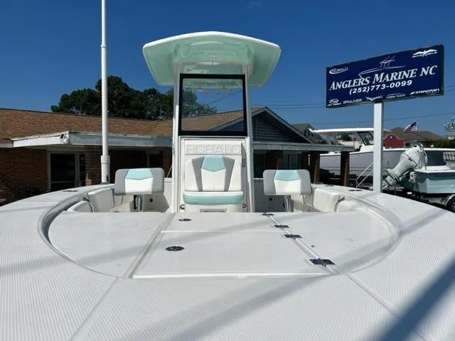 Slide: The Image of 2024 Robalo 246 Cayman boat at Anglers Marine NC dealership. - 5