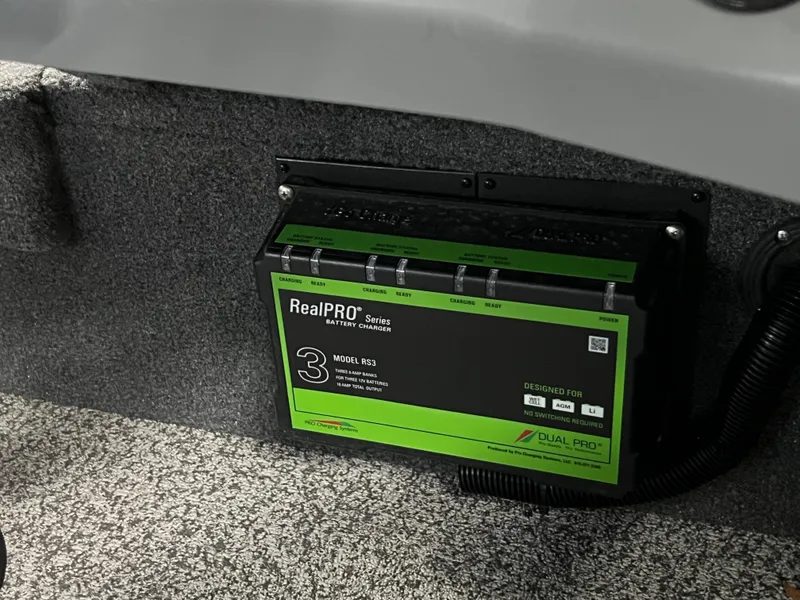 Slide: The Image of RealPRO Series battery charger in 2023 MirroCraft 176 Dual Impact boat. - 7