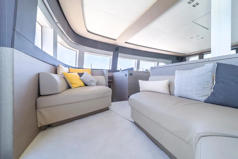 Slide: The Image of Luxurious interior of 2020 Lagoon SEVENTY 7 yacht with elegant seating and modern design. - 32