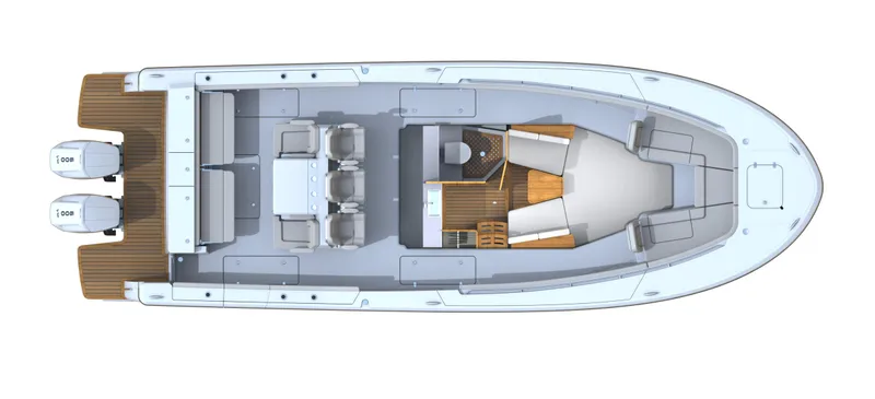 Slide: The Image of Top view of 2024 Southport 38 FE boat layout. - 4