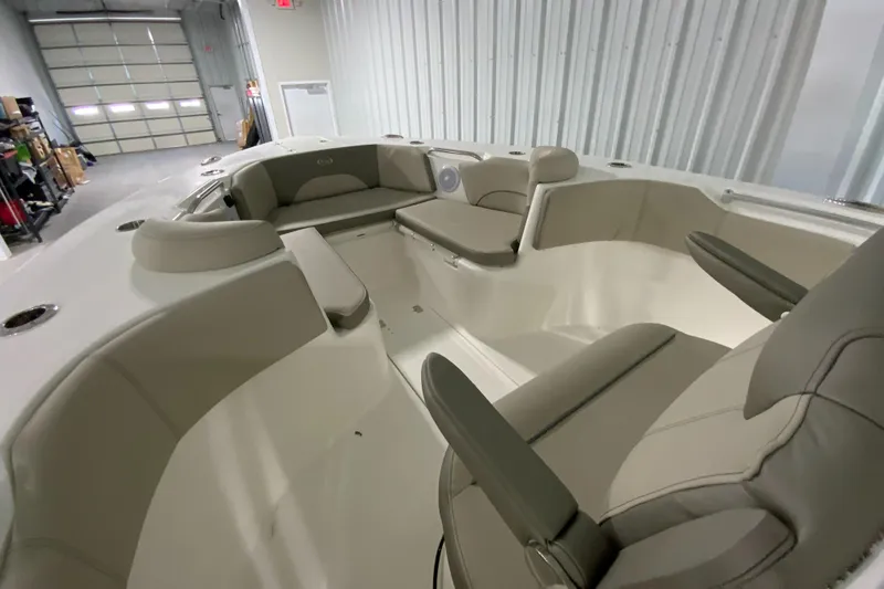 Slide: The Image of 2024 Key West 263 FS boat interior with spacious seating and modern design. - 18