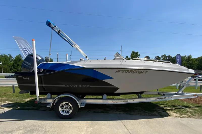 The Image of 2024 Starcraft SVX 191 boat on a trailer, side view. - 0
