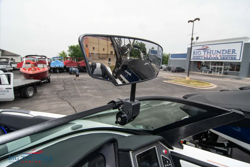 Slide: The Image of 2023 MasterCraft X24 boat rearview mirror at Big Thunder Marine dealership. - 43