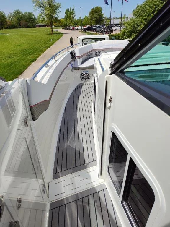 Slide: The Image of 2017 Formula 430 Super Sport Crossover boat deck with sleek design and modern features. - 31