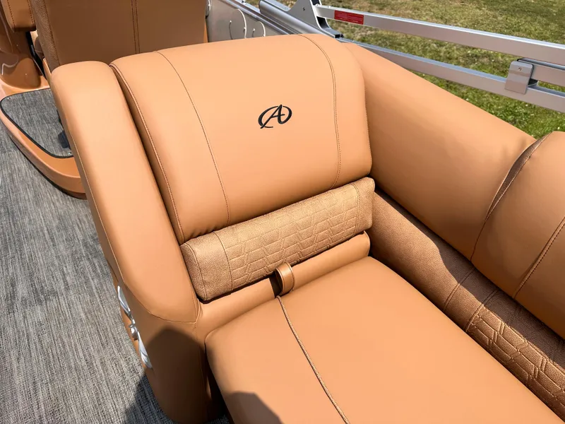 Slide: The Image of 2023 Avalon Catalina Quad Lounger 25, tan leather seating detail. - 13