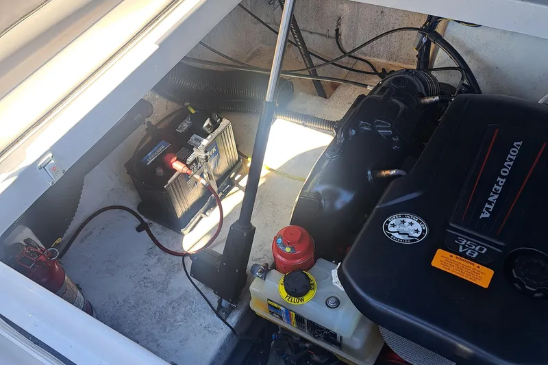 Slide: The Image of Engine compartment of 2018 Chaparral 257 SSX with Volvo Penta 350 V8 engine. - 35