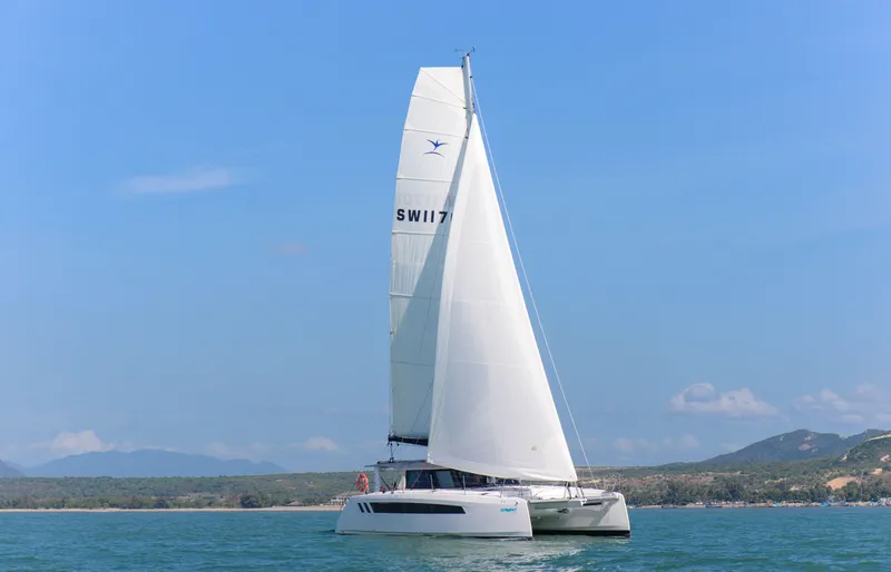 Slide: The Image of 2025 Seawind 1170 catamaran sailing on a clear day. - 6